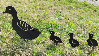 Mummy & 3 Baby Ducks Garden Ornament Set