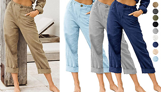 Wide Leg Elasticated Loose Fit Trousers - 9 Colours & 6 Sizes