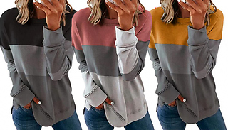 Three Stripe Casual Long Sleeve Jumper  7 Colours & 6 Sizes