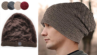 Faux-Fur Lined Winter Beanie Hat - 4 Colours