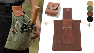 1, 2, or 4 PU Leather & Canvas Bushcraft Foraging Pouch - 4 Colours