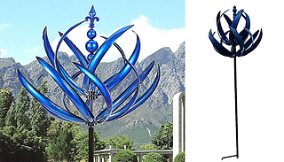 1, 2 or 3 Wind Spinning Blue Metal Garden Ornaments