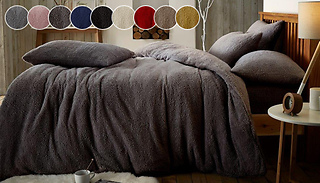 Teddy Fleece Duvet Cover Set - 2 Sizes & 4 Colours