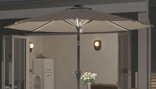 Large Solar-Powered LED Patio Umbrella