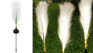 2x Solar-Powered Decorative Feather Garden Light - 2 Colours