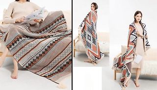 Bohemian-Style Knitted Throw Blanket - 2 Colours 