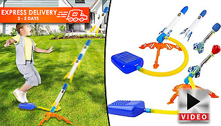 2x Foam Rocket Stomp Launching Play Sets - With Light-Up Rockets!