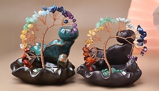 Ceramic Incense Burner with Rainbow Crystal Tree - 2 Colours