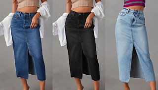 Split Hem High-Rise Denim Skirt - 3 Colours, 5 Sizes