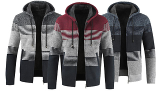 Fleece-Lined Hooded Zip-Up Cardigan - 5 Colours & 4 Sizes