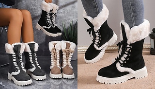 Fleece-Lined Chunky Snow Boots - 3 Colours & 7 Sizes