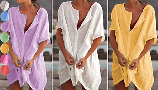 Swimwear Button-Up Cover Up Shirt - 4 Sizes & 7 Colours