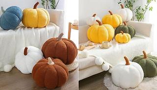 Pumpkin-Shaped Plush Pillow Cushion - 3 Sizes, 7 Colours