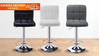 Pair of PU Leather Gas-Lift Bar Stools - 3 Colours 