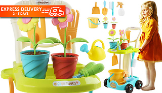 Kid's 26-Piece Gardening Tools and Trolley Play Set