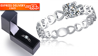 Sapphire Simulated Rhodium-Plated Ring - 4 Sizes