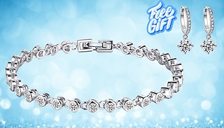 Swarovski Elements Single Row Bracelet - Free Earrings!