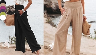 High-Waisted Linen Trousers! - 6 Colours & 5 Sizes