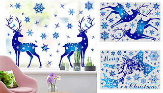 PVC Reusable Christmas Reindeer Window Stickers - 2 Designs