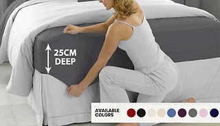 Extra Deep Elastic Fitted Bed Sheets - 9 Colours & 3 Sizes