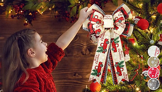 2-Piece Christmas Decorative Wreath Bow Set - 4 Colours