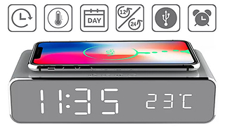 2-in-1 Wireless Charging Station with LED Alarm Clock - 1 or 2