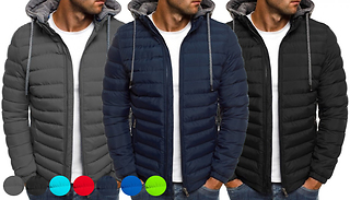 Men's Padded Coat with Hood - 5 Sizes & 7 Colours