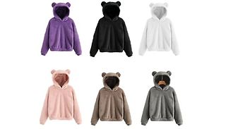 Fluffy Bear Ear Hoodie - 5 Colours, 6 Sizes