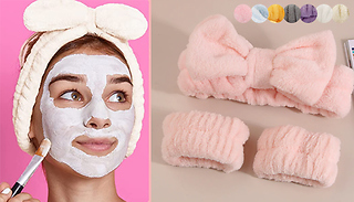Face Washing Headband & 2 Wrist Bands Set - 8 Colours