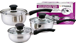 6-Piece Stainless Steel Essential Saucepan Cookware Set