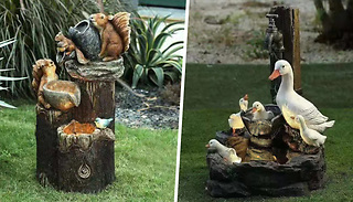 Animal Family Miniature Solar Light Statue - Geese or Squirrels