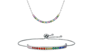 1 or 2 Rainbow Gem Bracelet & Necklace