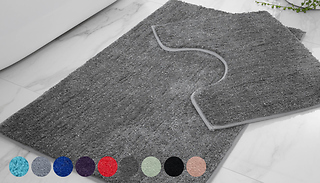 2-Piece Shiny Bath Mat Set - 13 Colours