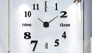 3D Black Frameless Creative Stick-On Wall Clock