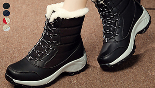 Faux Fur Lace-Up Thick Sole Snow Boots - 4 Colours & 4 Sizes