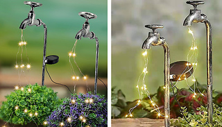 Garden Tap Ornament with Solar Sprinkling Lights