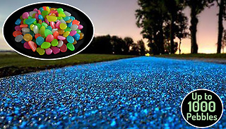 100, 200, 300, 500, or 1000 Glow-In-The-Dark Pebbles - 4 Colours