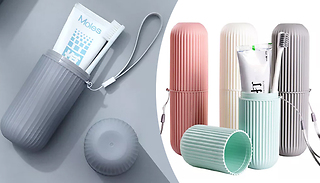 1 or 2 Portable Toothbrush & Toothpaste Holders - 4 Colours