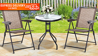 Outsunny 3-Piece Garden Bistro Folding Chairs & Table Set