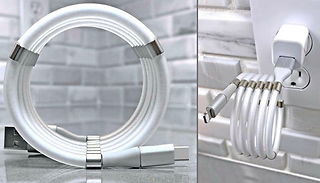 Magnetic Retractable 1M Charging Cable - USBC, Micro or Lightning