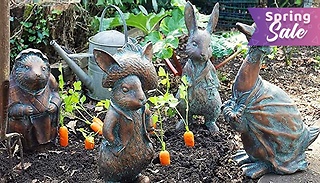 1 or 4 Peter Rabbit Inspired Garden Statues - 4 Designs