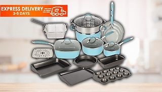 19-Piece PFA-free Non-Stick Cookware & Baking Set - 3 Colours