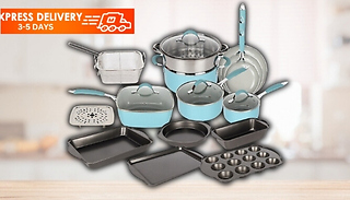 19-Piece PFA-free Non-Stick Cookware & Baking Set - 3 Colours