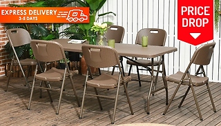 6-Seater Resin Rattan Patio Dining Set