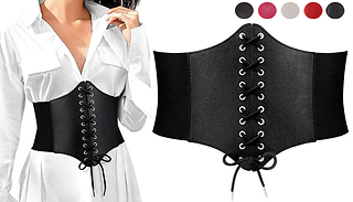 Solid Colour Faux Leather Lace-Up Corset - 5 Colours