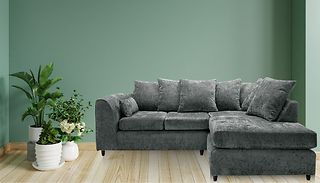 Chenille Grey Corner Sofa - Left or Right-Hand