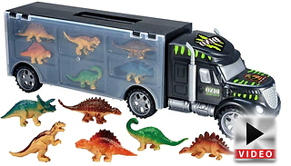7-Piece Dinosaur Toys & Truck Carry Case Set