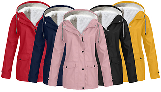 Waterproof Fleece-lined Hooded Rain Coat - 5 Colours & 6 Sizes
