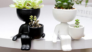 Ceramic Figure Double Flower Pot - 4 Designs