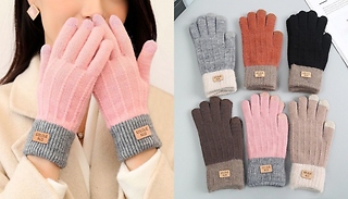 Two Tone Winter Knitted Gloves 